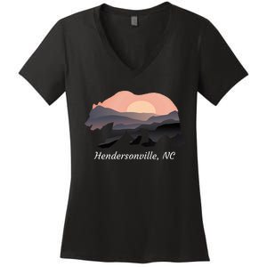 Hendersonville Nc North Carolina Wildlife Bear Blue Ridge Mt Women's V-Neck T-Shirt