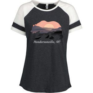 Hendersonville Nc North Carolina Wildlife Bear Blue Ridge Mt Enza Ladies Jersey Colorblock Tee