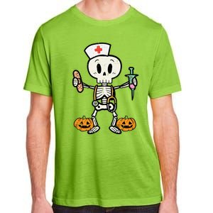 Halloween Nicu Nurse Skeleton Scrub Top Costume Gift Adult ChromaSoft Performance T-Shirt