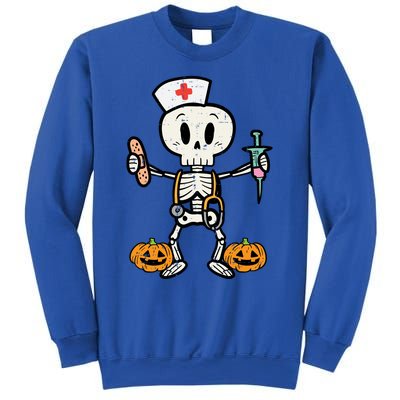 Halloween Nicu Nurse Skeleton Scrub Top Costume Gift Sweatshirt