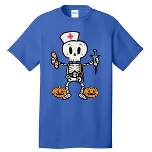 Halloween Nicu Nurse Skeleton Scrub Top Costume Gift Tall T-Shirt