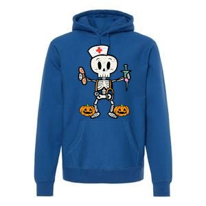 Halloween Nicu Nurse Skeleton Scrub Top Costume Gift Premium Hoodie