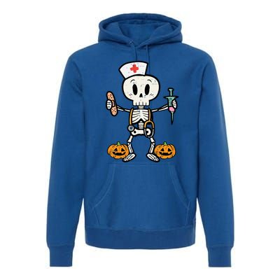 Halloween Nicu Nurse Skeleton Scrub Top Costume Gift Premium Hoodie