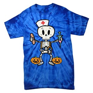 Halloween Nicu Nurse Skeleton Scrub Top Costume Gift Tie-Dye T-Shirt