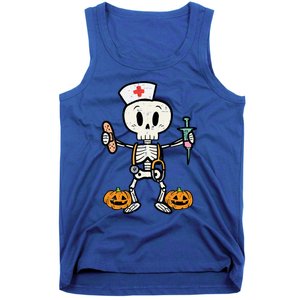 Halloween Nicu Nurse Skeleton Scrub Top Costume Gift Tank Top