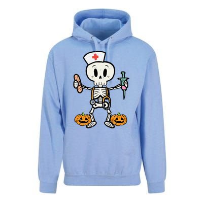 Halloween Nicu Nurse Skeleton Scrub Top Costume Gift Unisex Surf Hoodie