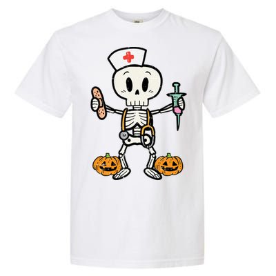 Halloween Nicu Nurse Skeleton Scrub Top Costume Gift Garment-Dyed Heavyweight T-Shirt