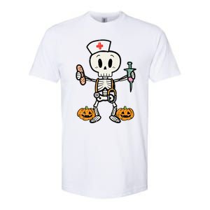 Halloween Nicu Nurse Skeleton Scrub Top Costume Gift Softstyle CVC T-Shirt