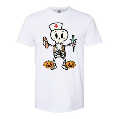 Halloween Nicu Nurse Skeleton Scrub Top Costume Gift Softstyle CVC T-Shirt