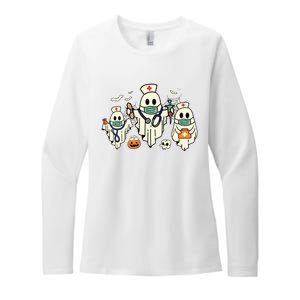 Halloween Nurse Nursing Funny Health Worker Rn Ghost Nurse Womens CVC Long Sleeve Shirt