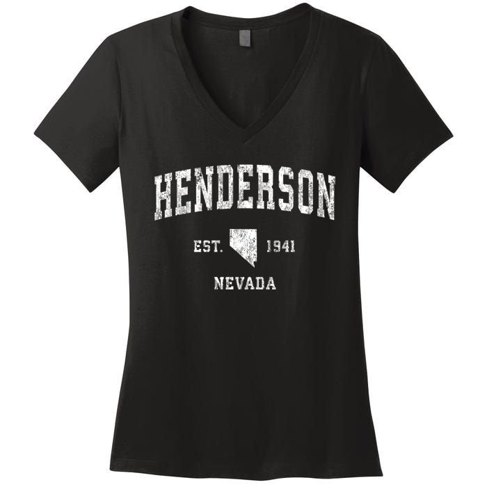 Henderson Nevada Nv Vintage Athletic Sports Women's V-Neck T-Shirt