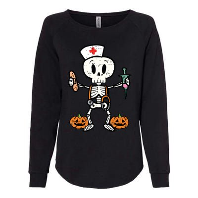 Halloween Nicu Nurse Skeleton Scrub Top Costume Womens California Wash Sweatshirt