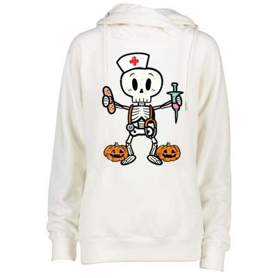 Halloween Nicu Nurse Skeleton Scrub Top Costume Womens Funnel Neck Pullover Hood