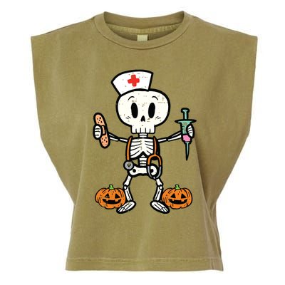 Halloween Nicu Nurse Skeleton Scrub Top Costume Garment-Dyed Women's Muscle Tee