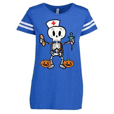 Halloween Nicu Nurse Skeleton Scrub Top Costume Enza Ladies Jersey Football T-Shirt