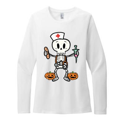 Halloween Nicu Nurse Skeleton Scrub Top Costume Womens CVC Long Sleeve Shirt