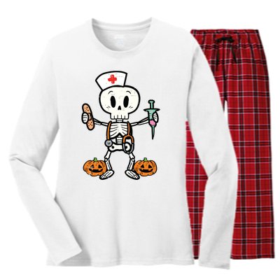 Halloween Nicu Nurse Skeleton Scrub Top Costume Women's Long Sleeve Flannel Pajama Set 