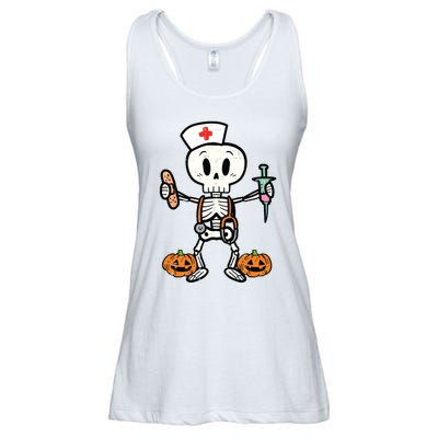 Halloween Nicu Nurse Skeleton Scrub Top Costume Ladies Essential Flowy Tank