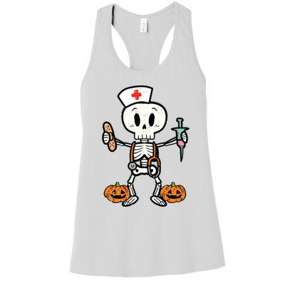 Halloween Nicu Nurse Skeleton Scrub Top Costume Women's Racerback Tank