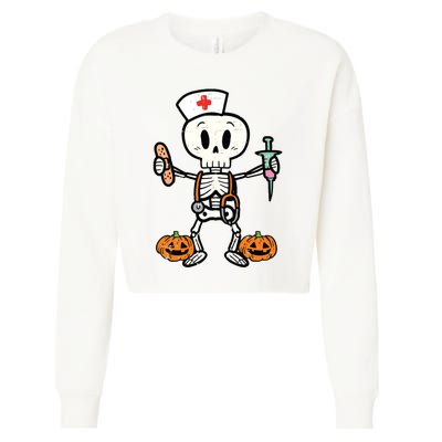 Halloween Nicu Nurse Skeleton Scrub Top Costume Cropped Pullover Crew