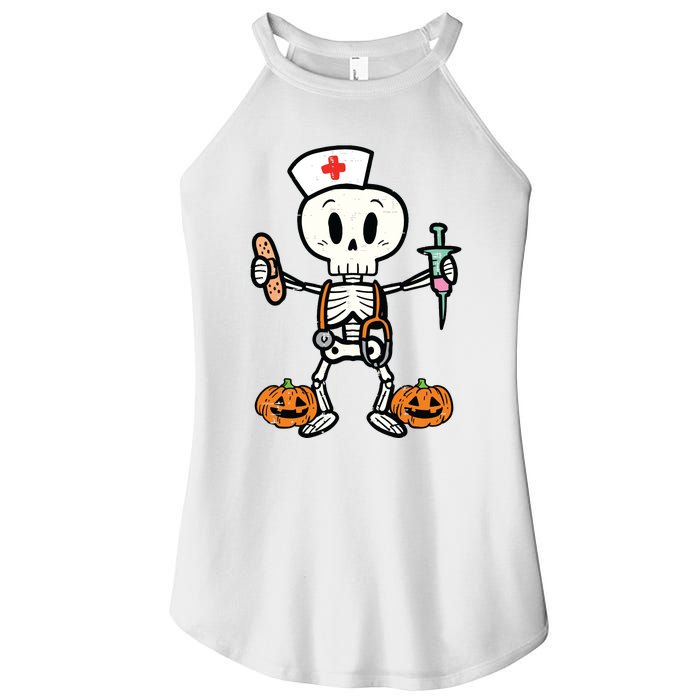 Halloween Nicu Nurse Skeleton Scrub Top Costume Women’s Perfect Tri Rocker Tank