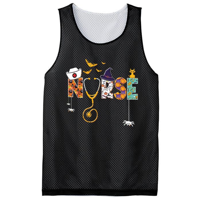 Halloween Nurse Nursing Cute Health Worker Halloween Pattern Mesh Reversible Basketball Jersey Tank