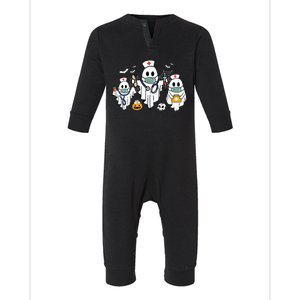 Halloween Nurse Nursing Funny Health Worker Rn Ghost Nurse Infant Fleece One Piece