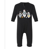 Halloween Nurse Nursing Funny Health Worker Rn Ghost Nurse Infant Fleece One Piece