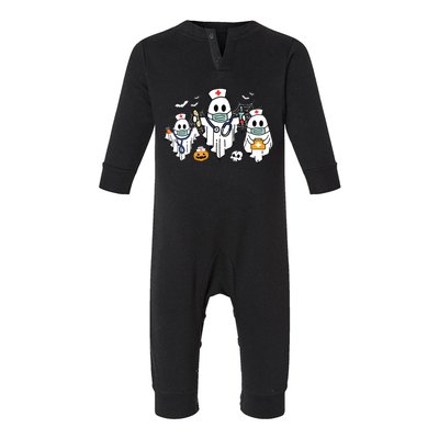 Halloween Nurse Nursing Funny Health Worker Rn Ghost Nurse Infant Fleece One Piece