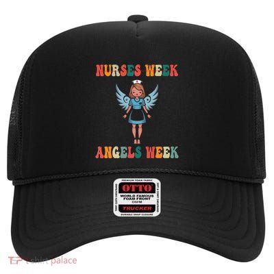 Happy National Nurses Week Funny NurseS Day Cute Cna Nurse Gift High Crown Mesh Back Trucker Hat