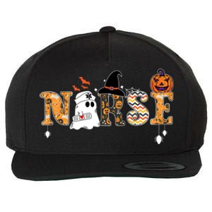 Halloween Nurse Nursing Cute Health Worker Halloween Pattern Gift Wool Snapback Cap