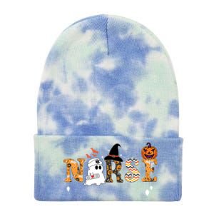 Halloween Nurse Nursing Cute Health Worker Halloween Pattern Gift Tie Dye 12in Knit Beanie