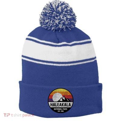 Haleakala National Park Retro Cool Gift Stripe Pom Pom Beanie