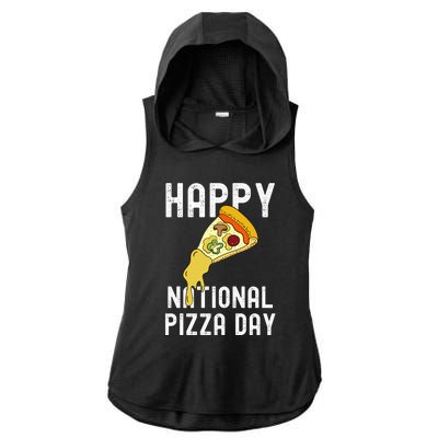 Happy National Pizza Day Ladies PosiCharge Tri-Blend Wicking Draft Hoodie Tank