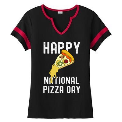 Happy National Pizza Day Ladies Halftime Notch Neck Tee