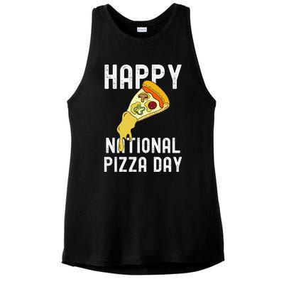 Happy National Pizza Day Ladies PosiCharge Tri-Blend Wicking Tank