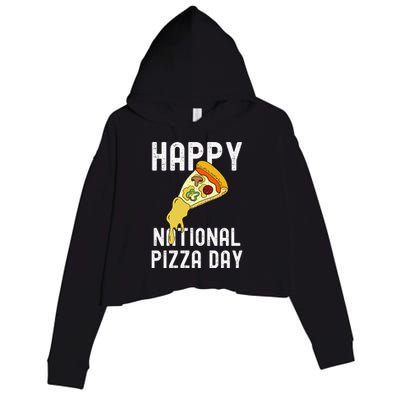 Happy National Pizza Day Crop Fleece Hoodie