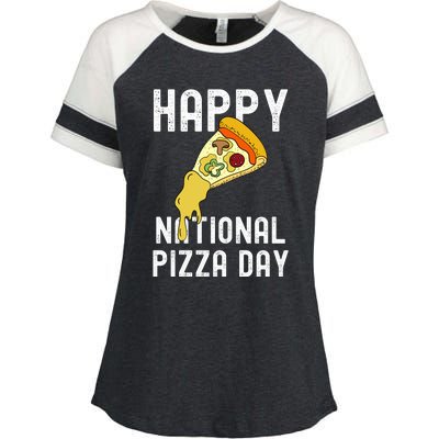 Happy National Pizza Day Enza Ladies Jersey Colorblock Tee