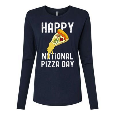 Happy National Pizza Day Womens Cotton Relaxed Long Sleeve T-Shirt