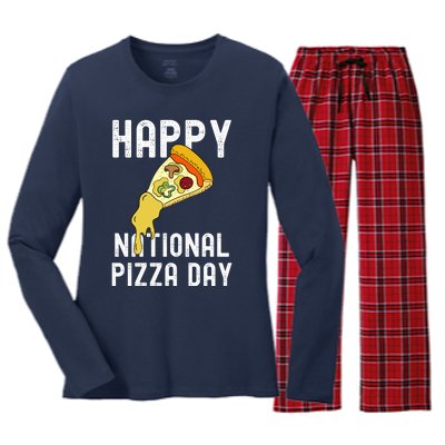 Happy National Pizza Day Women's Long Sleeve Flannel Pajama Set 