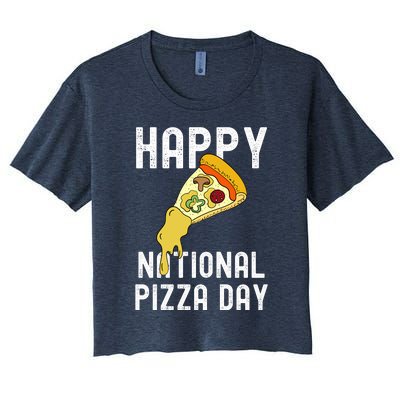 Happy National Pizza Day Women's Crop Top Tee