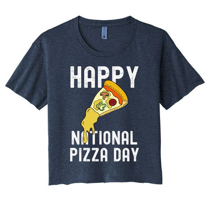 Happy National Pizza Day Women's Crop Top Tee