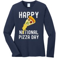 Happy National Pizza Day Ladies Long Sleeve Shirt