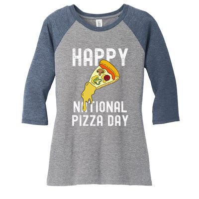 Happy National Pizza Day Women's Tri-Blend 3/4-Sleeve Raglan Shirt