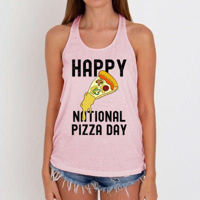 Happy National Pizza Day Women's Knotted Racerback Tank