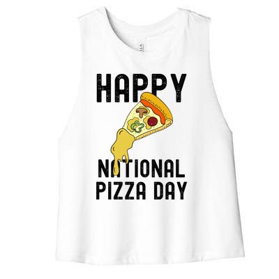 Happy National Pizza Day Women's Racerback Cropped Tank