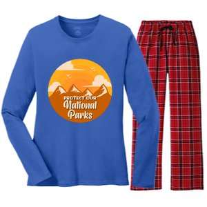 Hiking National Park Gift Protect Our Environt Gift Women's Long Sleeve Flannel Pajama Set 