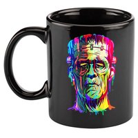 Halloween Neon Paint Drip Frankenstein Monster 11oz C Handle Ceramic Mug