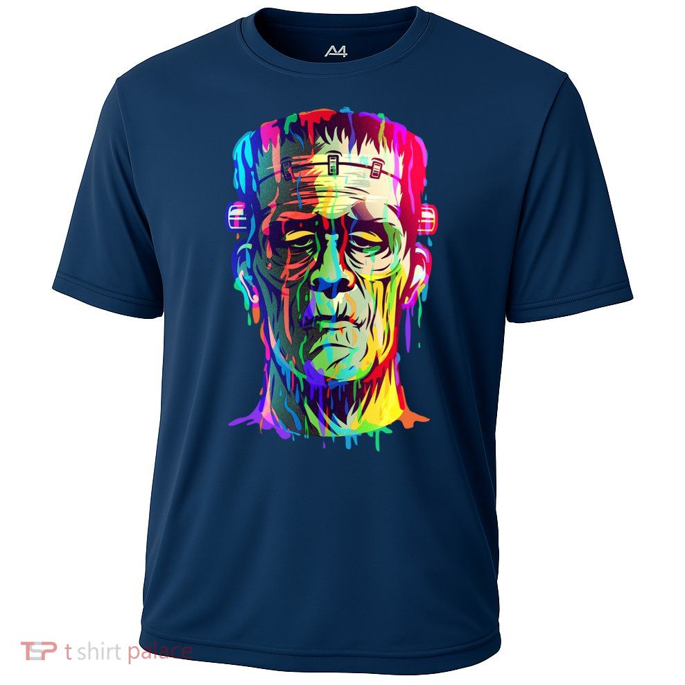 Halloween Neon Paint Drip Frankenstein Monster Cooling Performance Crew T-Shirt