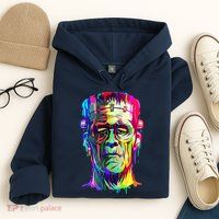 Halloween Neon Paint Drip Frankenstein Monster Hoodie